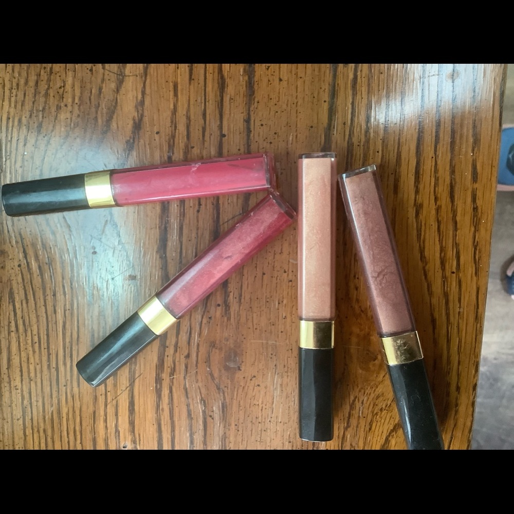 Four iconic shades of Chanel lip gloss.